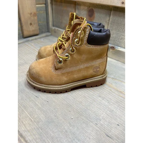 Timberland Size 6 Toddler Premium 6" Waterproof Boots 12809 Wheat Nubuck - Picture 4 of 7